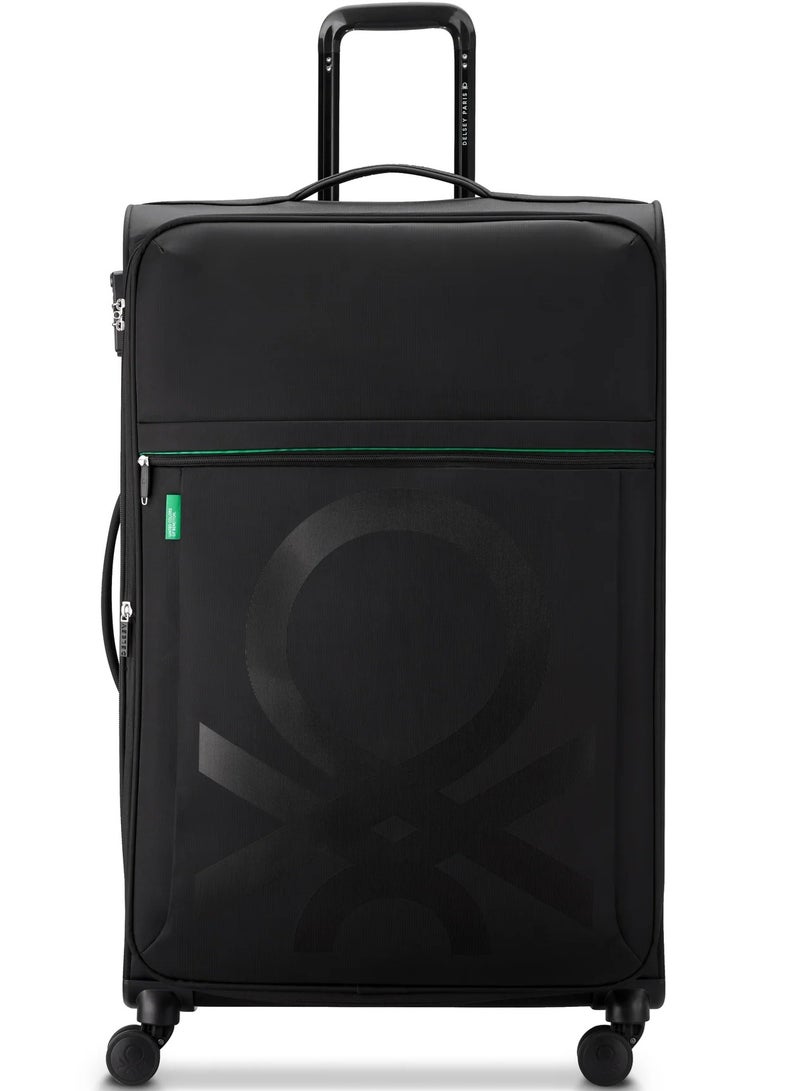 UNITED COLORS OF BENETTON Color Block 81 Cm 4-Double Wheeled Softside Expandable Check-In Luggage Trolley Case - Black - Image 1